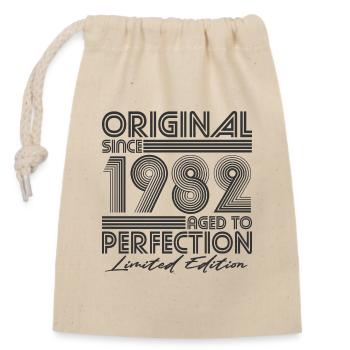 1982 born vintage retro birthday - Closable cotton gift bag (14x20cm) - nature - Front