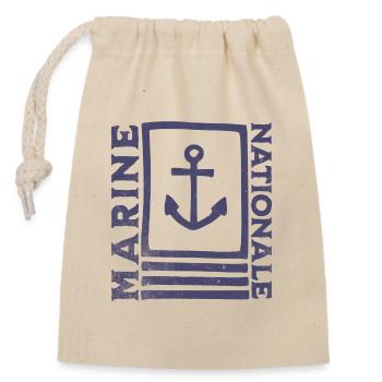 Französisches Marineblau im Vintage-Stil - Verschließbarer Geschenkbeutel aus Baumwolle (14x20cm) - Natur - Vorne