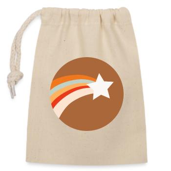 Shooting star in seventies retro style - Closable cotton gift bag (14x20cm) - nature - Front