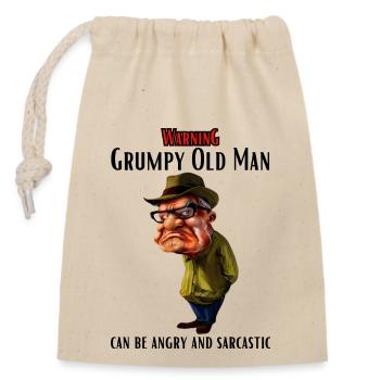 Attention vieil homme - Sac cadeau en coton avec cordon (14 x 20 cm) - nature - Devant