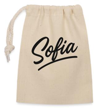Sofia Signature Hand Lettering - Closable cotton gift bag (14x20cm) - nature - Front
