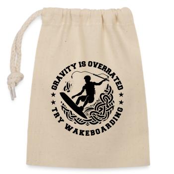 gravity is overrated try wakeboarding - Sac cadeau en coton avec cordon (14 x 20 cm) - nature - Devant