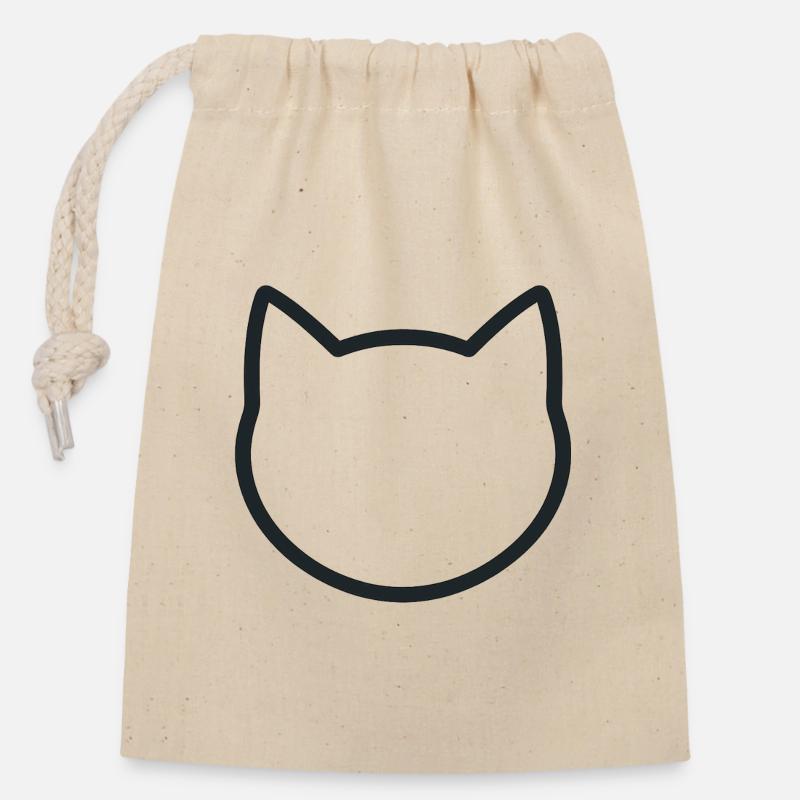 Minimalist Cat Silhouette Graphic - Closable cotton gift bag (14x20cm) - nature