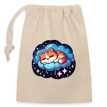 Cute sleeping kitten - Closable cotton gift bag (14x20cm) - nature - Front