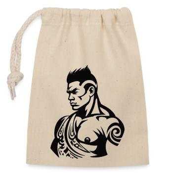 Tribal Boxer / Fighter Logo Tattoo Design - Verschließbarer Geschenkbeutel aus Baumwolle (14x20cm) - Natur - Vorne