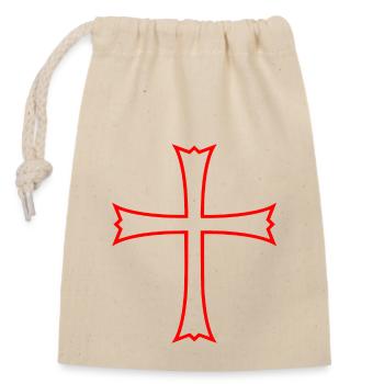 cross - Closable cotton gift bag (14x20cm) - nature - Front