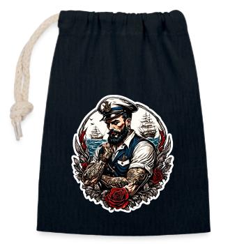 Matrose / Schiffsbesatzung / Decksmann / Anker - Verschließbarer Geschenkbeutel aus Baumwolle (14x20cm) - Navy - Vorne