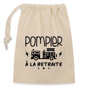 Pompier À La Retraite - Sac cadeau en coton avec cordon (14 x 20 cm) - nature - Devant