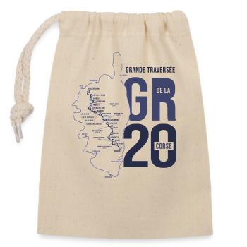 GR 20 randonnee gr 20 team randonnée Corse - Sac cadeau en coton avec cordon (14 x 20 cm) - nature - Devant