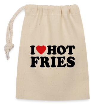 J’adore les frites chaudes frites - Sac cadeau en coton avec cordon (14 x 20 cm) - nature - Devant