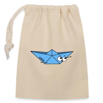 Paper boat - Closable cotton gift bag (14x20cm) - nature - Front