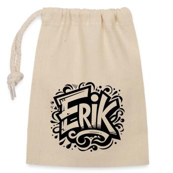Erik Name Vorname Graffiti - Verschließbarer Geschenkbeutel aus Baumwolle (14x20cm) - Natur - Vorne