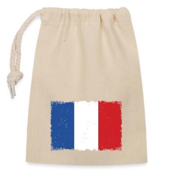 Frankreich Grunge Flagge - Verschließbarer Geschenkbeutel aus Baumwolle (14x20cm) - Natur - Vorne
