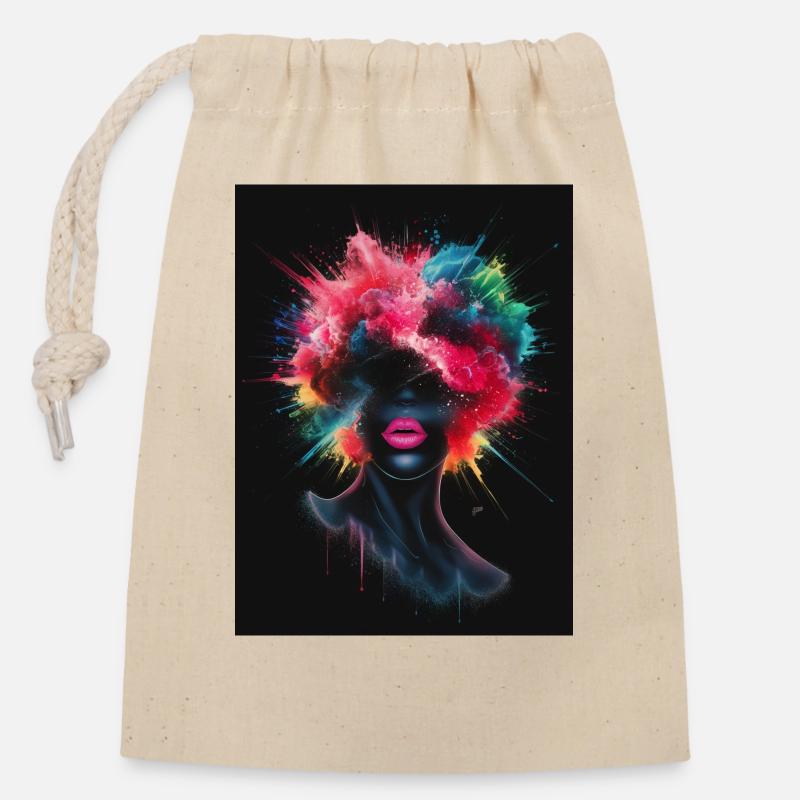 Colors Explosion - Closable cotton gift bag (14x20cm) - nature