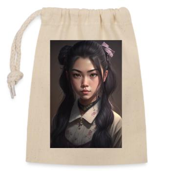 Anime Girl Anime Mädchen Waifu Otaku Schön - Verschließbarer Geschenkbeutel aus Baumwolle (14x20cm) - Natur - Vorne