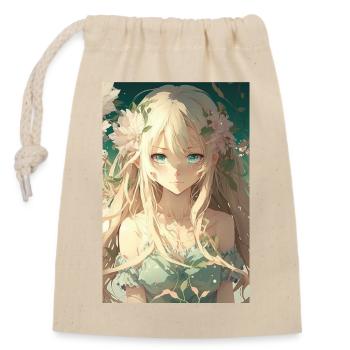 Anime Girl Anime Mädchen Waifu Otaku Schön - Verschließbarer Geschenkbeutel aus Baumwolle (14x20cm) - Natur - Vorne