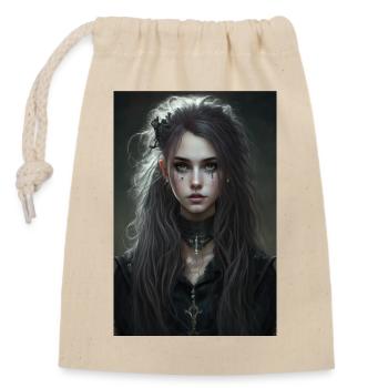 Gothique Mädchen Goth Fille - Sac cadeau en coton avec cordon (14 x 20 cm) - nature - Devant