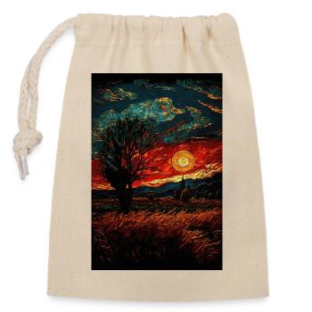 Sonnenuntergang Landschaft Feld Gemälde - Verschließbarer Geschenkbeutel aus Baumwolle (14x20cm) - Natur - Vorne