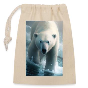 Polar bear - Closable cotton gift bag (14x20cm) - nature - Front