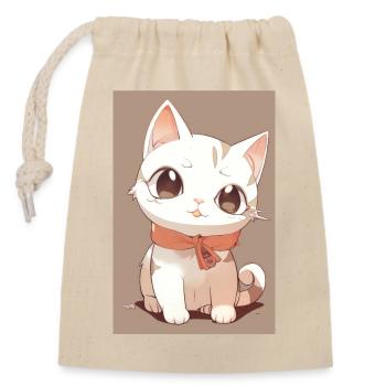 Funny cat - Closable cotton gift bag (14x20cm) - nature - Front