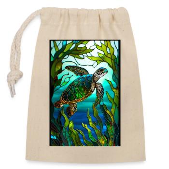 Turtle - Closable cotton gift bag (14x20cm) - nature - Front