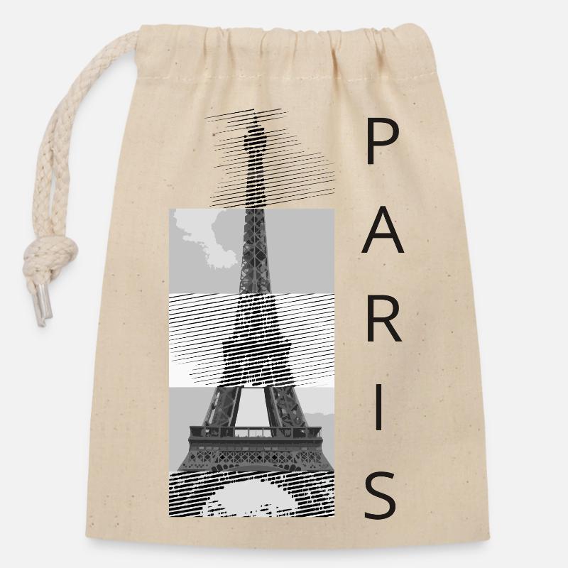 paris - Verschließbarer Geschenkbeutel aus Baumwolle (14x20cm) - Natur