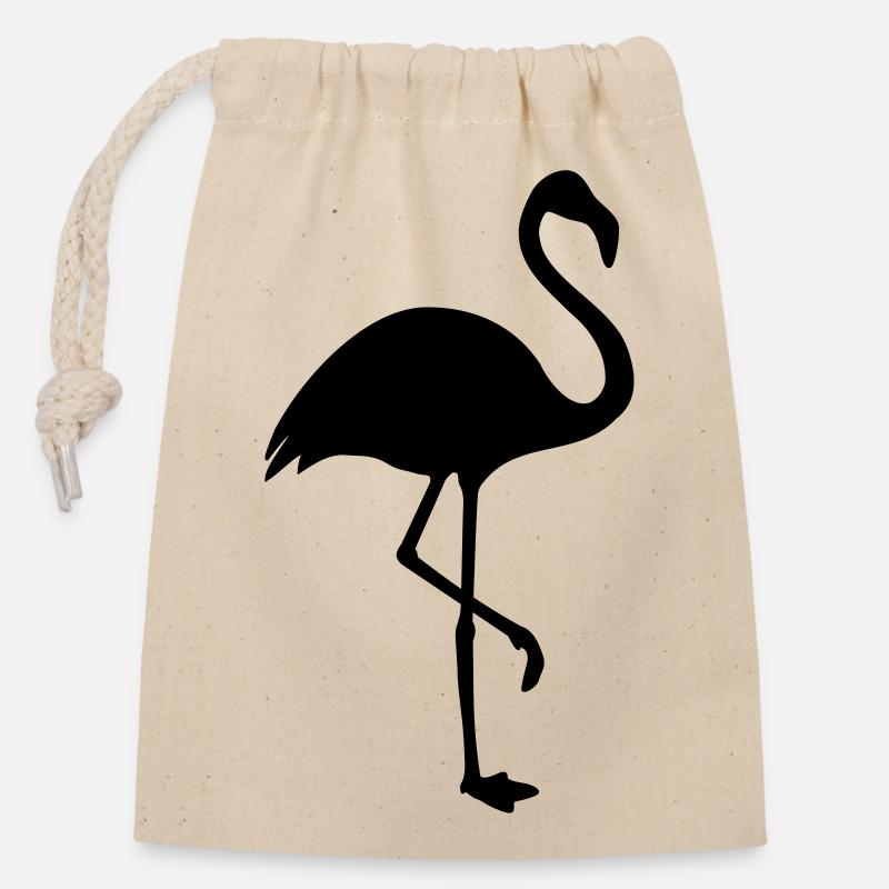 Flamingo Silhouette Trend - Verschließbarer Geschenkbeutel aus Baumwolle (14x20cm) - Natur
