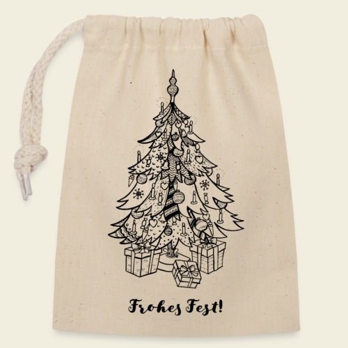 Frohes Fest! - Christbaum - Verschließbarer Geschenkbeutel aus Baumwolle (14x20cm)