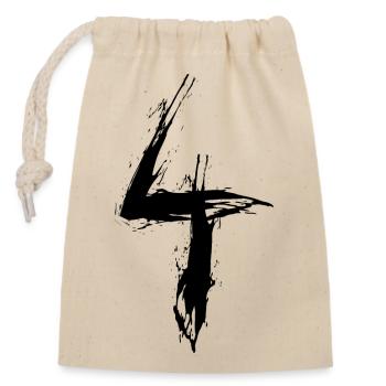 Number 4 Number Four 4th Birthday Vector Black - Closable cotton gift bag (14x20cm) - nature - Front
