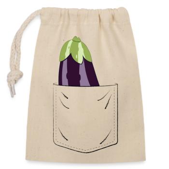 Aubergine dans la poche - Sac cadeau en coton avec cordon (14 x 20 cm) - nature - Devant