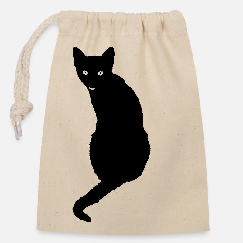 Chat Chat Chat Chat Chemise Cadeau Noël - Sac cadeau en coton avec cordon (14 x 20 cm) - nature