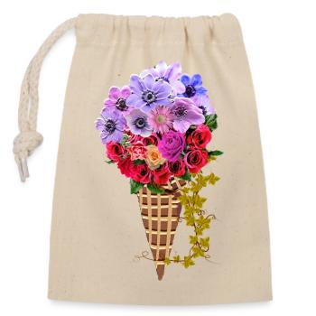 Blumen Eistüte Bouquet - Closable cotton gift bag (14x20cm) - nature - Front