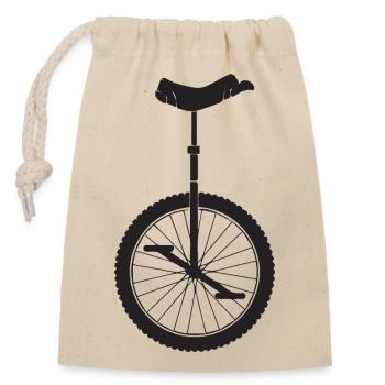 Einrad Einradfahrer Fahrrad Kinder Mädchen retro - Verschließbarer Geschenkbeutel aus Baumwolle (14x20cm) - Natur - Vorne