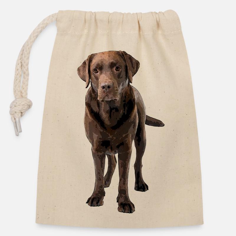 Brauner Labrador Comic Styl - Verschließbarer Geschenkbeutel aus Baumwolle (14x20cm) - Natur