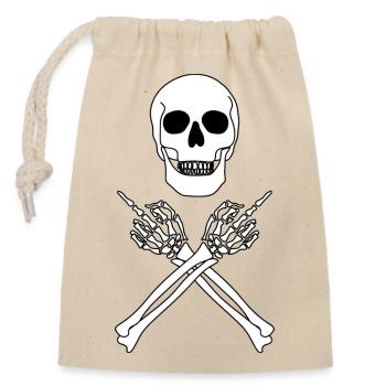 Doigt et tête de mort - Sac cadeau en coton avec cordon (14 x 20 cm) - nature - Devant