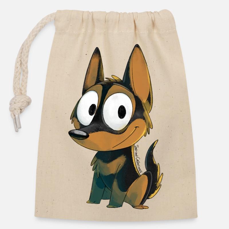 Kelpie noir et feu - Sac cadeau en coton avec cordon (14 x 20 cm) - nature