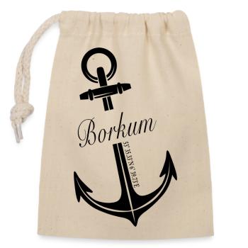 Borkum - Verschließbarer Geschenkbeutel aus Baumwolle (14x20cm) - Natur - Vorne