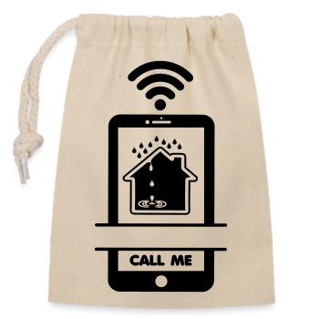 Appelez-moi le téléphone du couvreur en cas de fuite de toit - Sac cadeau en coton avec cordon (14 x 20 cm) - nature - Devant
