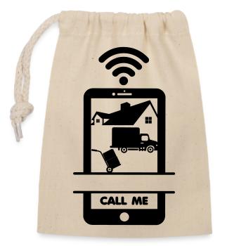 New house, moving - Closable cotton gift bag (14x20cm) - nature - Front