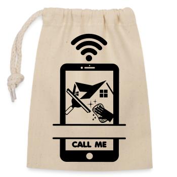 Call me phone cleaner from home - Closable cotton gift bag (14x20cm) - nature - Front