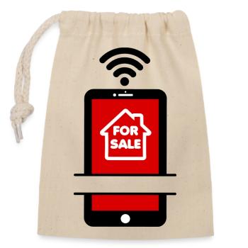 Call me phone house for sale - Closable cotton gift bag (14x20cm) - nature - Front