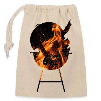Barbecue au feu pour hommes - Sac cadeau en coton avec cordon (14 x 20 cm) - nature - Devant