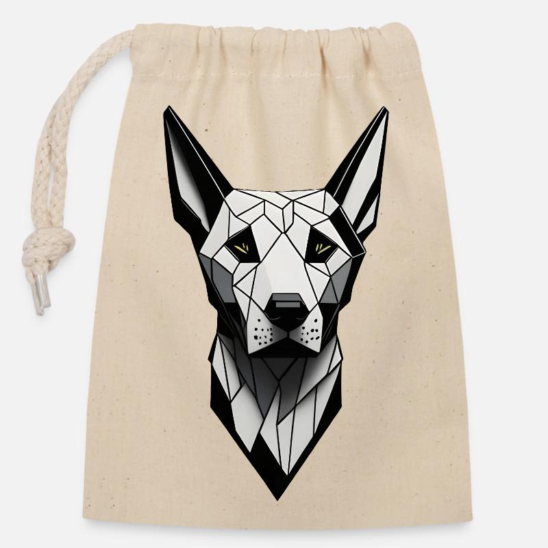 Geometrischer Dobermann Hund - Verschließbarer Geschenkbeutel aus Baumwolle (14x20cm) - Natur