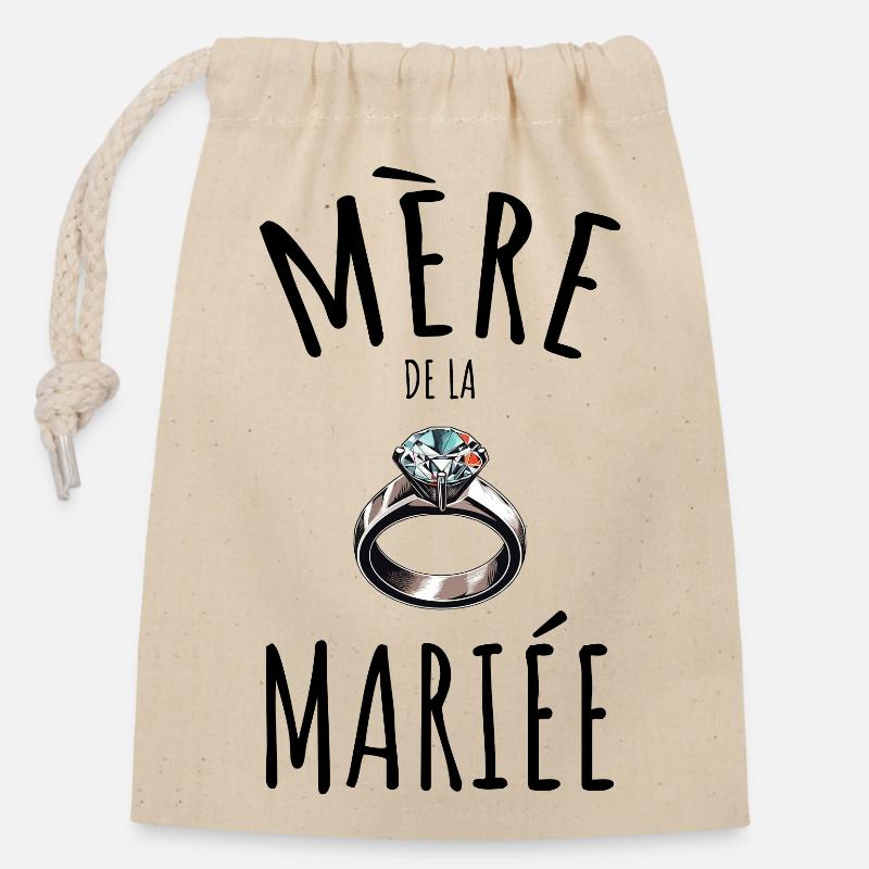 Mère de la mariée. - Sac cadeau en coton avec cordon (14 x 20 cm) - nature