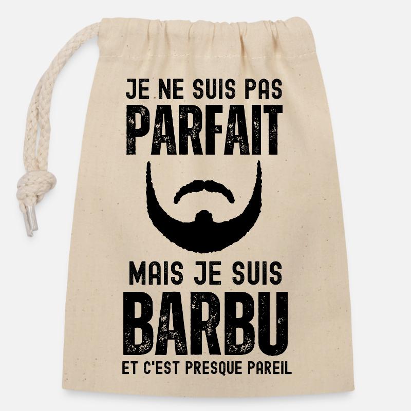 Je suis pas parfait mais je suis barbu - Sac cadeau en coton avec cordon (14 x 20 cm) - nature