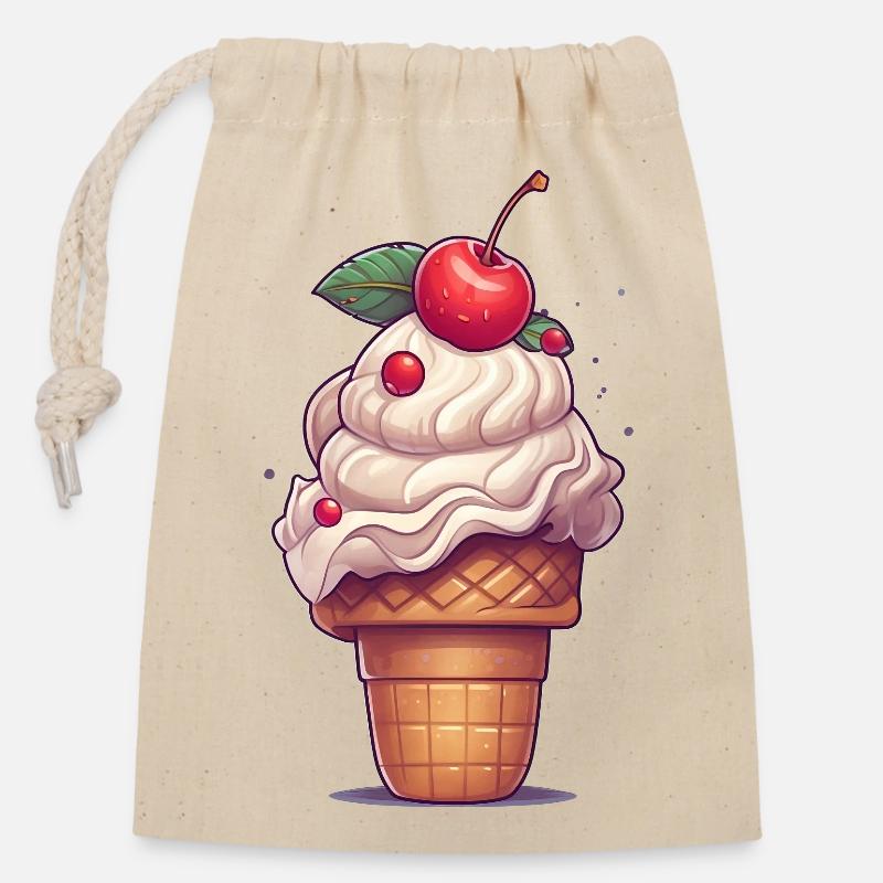 Eis - Verschließbarer Geschenkbeutel aus Baumwolle (14x20cm) - Natur