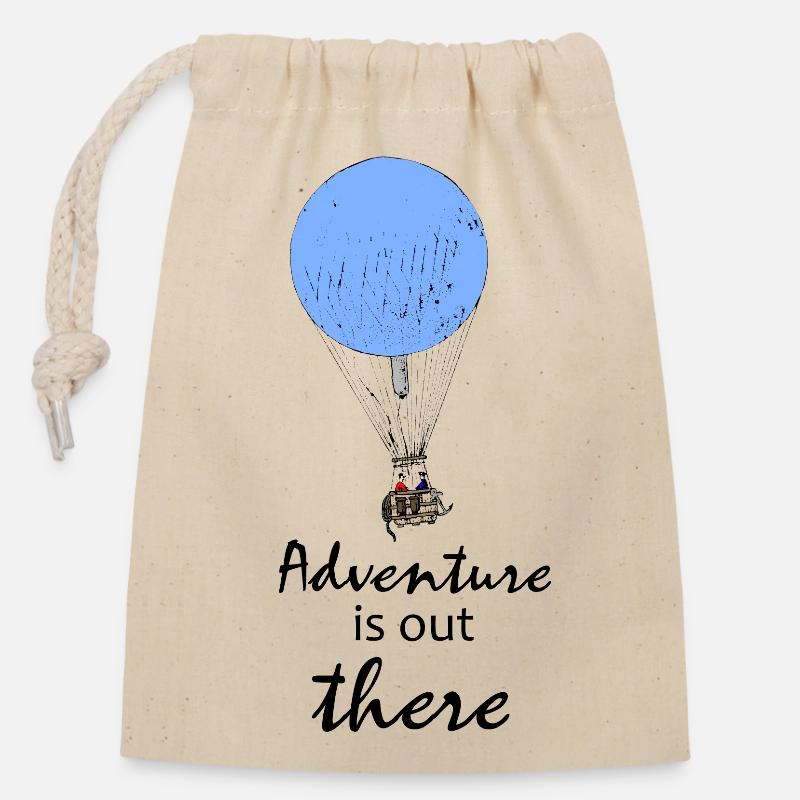 Ballon - Sac cadeau en coton avec cordon (14 x 20 cm) - nature