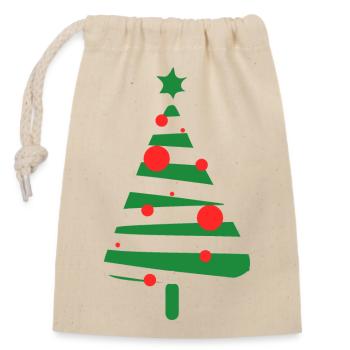 joli sapin vert - Sac cadeau en coton avec cordon (14 x 20 cm) - nature - Devant