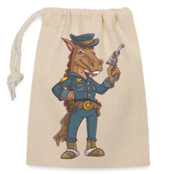 Polizei Pferd - Verschließbarer Geschenkbeutel aus Baumwolle (14x20cm) - Natur - Vorne