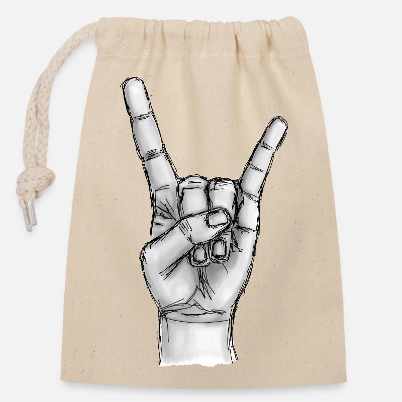 Metal Hand Shaded - Closable cotton gift bag (14x20cm) - nature